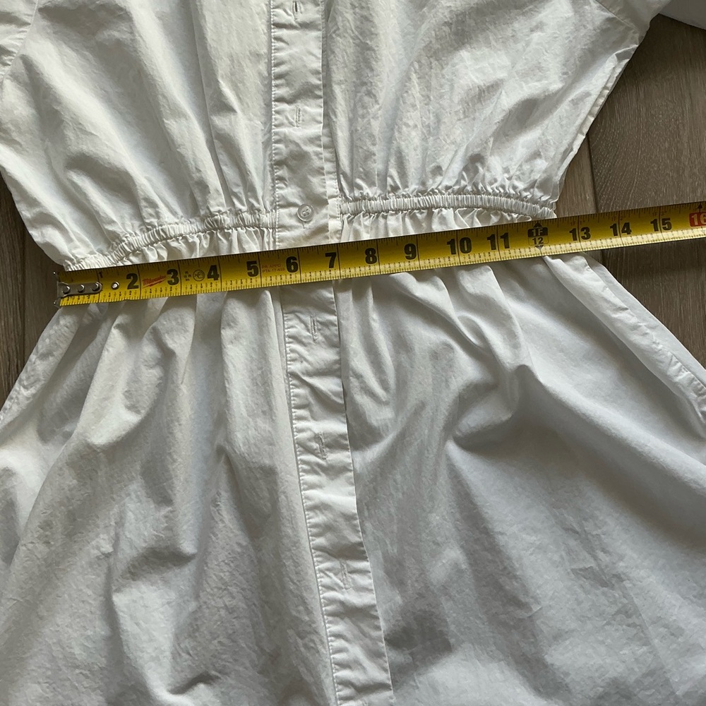 Mable white Button Down Shirt Dress Cinched Waist Long Sleeve Size: Small - Picture 12 of 15
